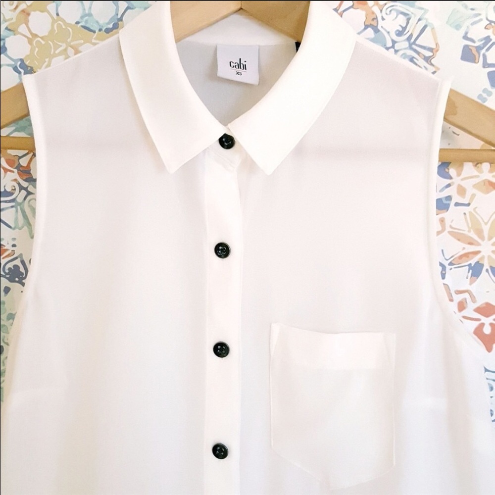 Cabi Pleat Button Down Collard Blouse #3439